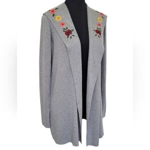 🆕️ Belldini Embroidered Floral Hood Lightweight Long Cardigan